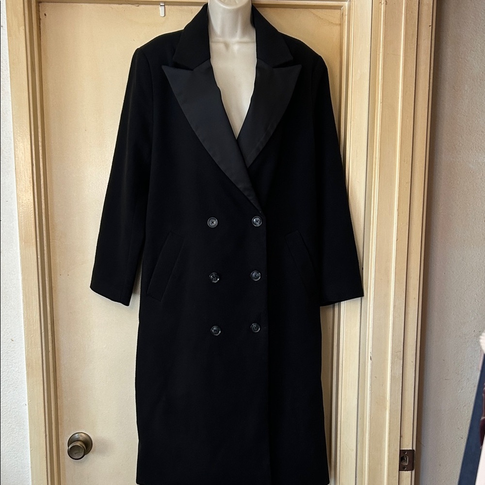 Future Collective Black Double-Breasted Women's Coat size S
